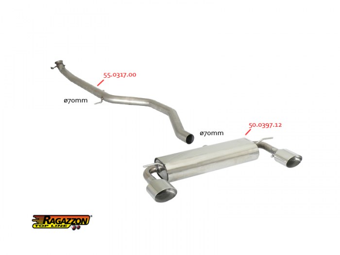 Ragazzon Duplex-Endschalldämpfer 1x 135x90mm oval Sport Line
