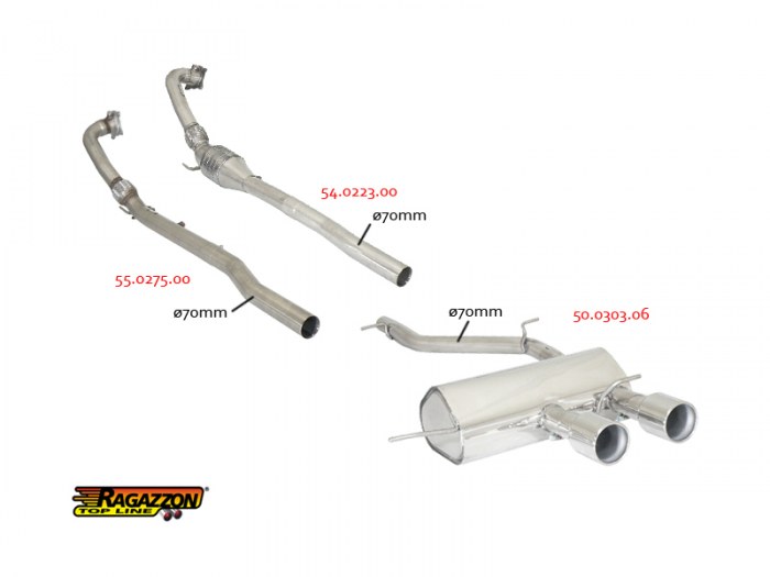 VW_Golf_VI_R_2_0-0TSI_o70_linea_3 Ragazzon Stainless steel rear silencer with central round tail pipe 2x102mm