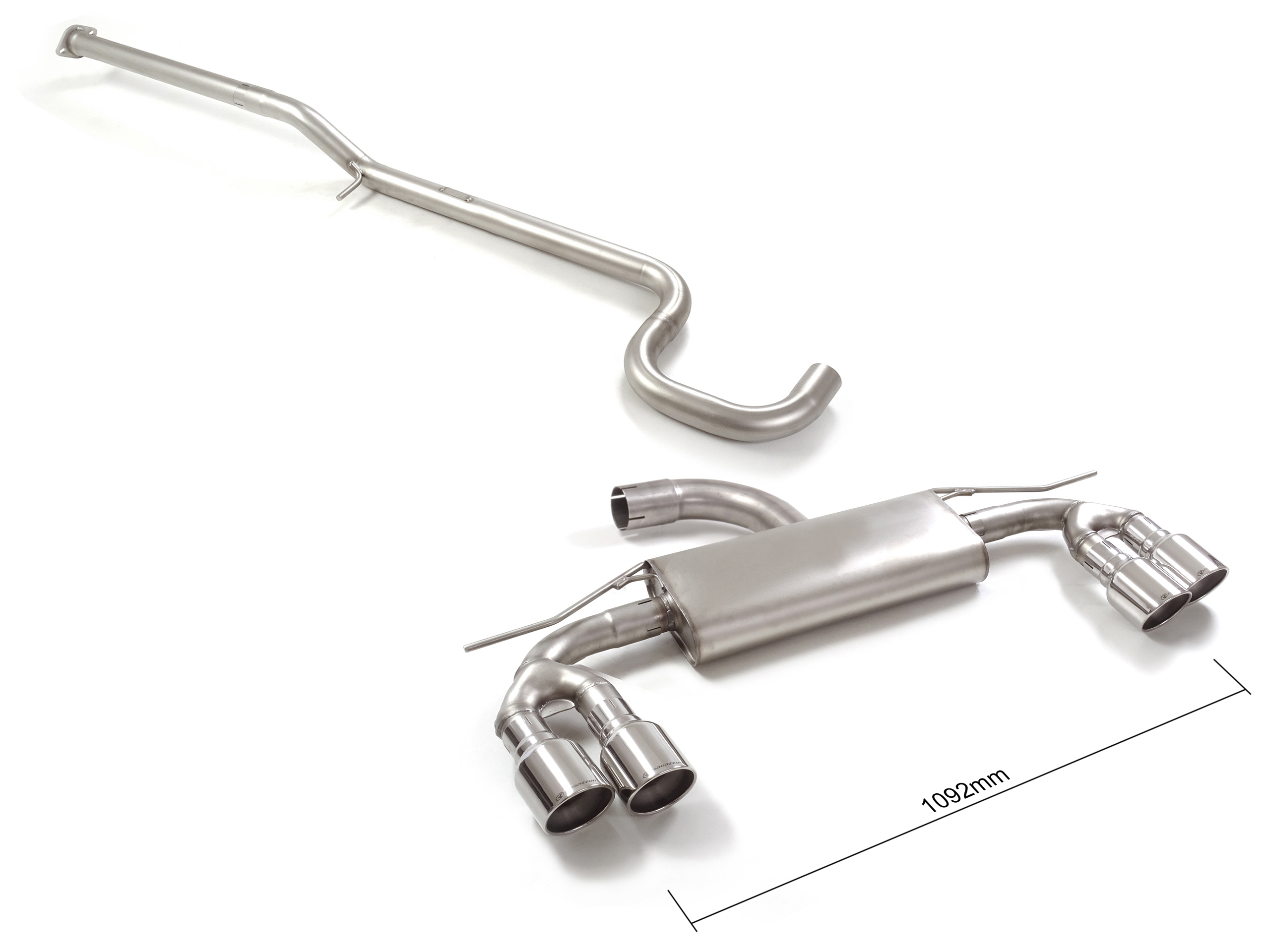 Ragazzon center pipe group N + Duplex rear silencer 2x 90mm round staggered Ragazzon center pipe group N + Duplex rear silencer 2x 90mm round staggered