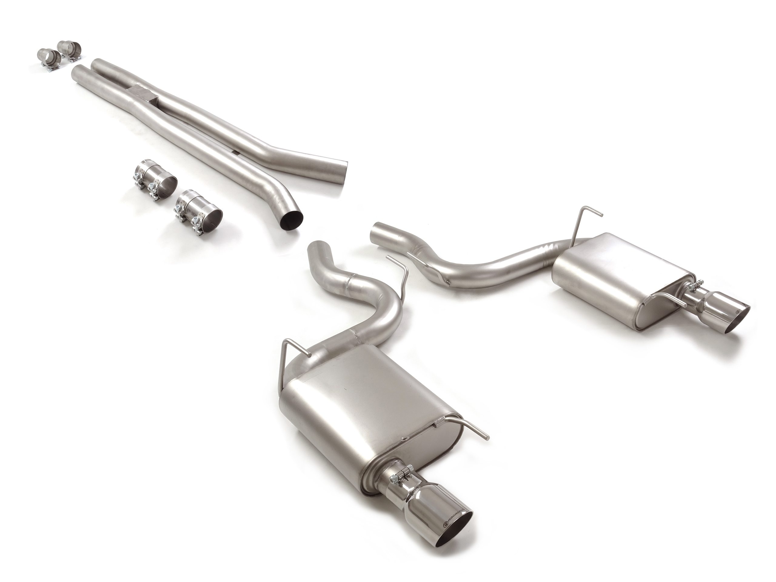 Ragazzon center pipe group N + Duplex rear silencer 1x 102mm round Sport Line