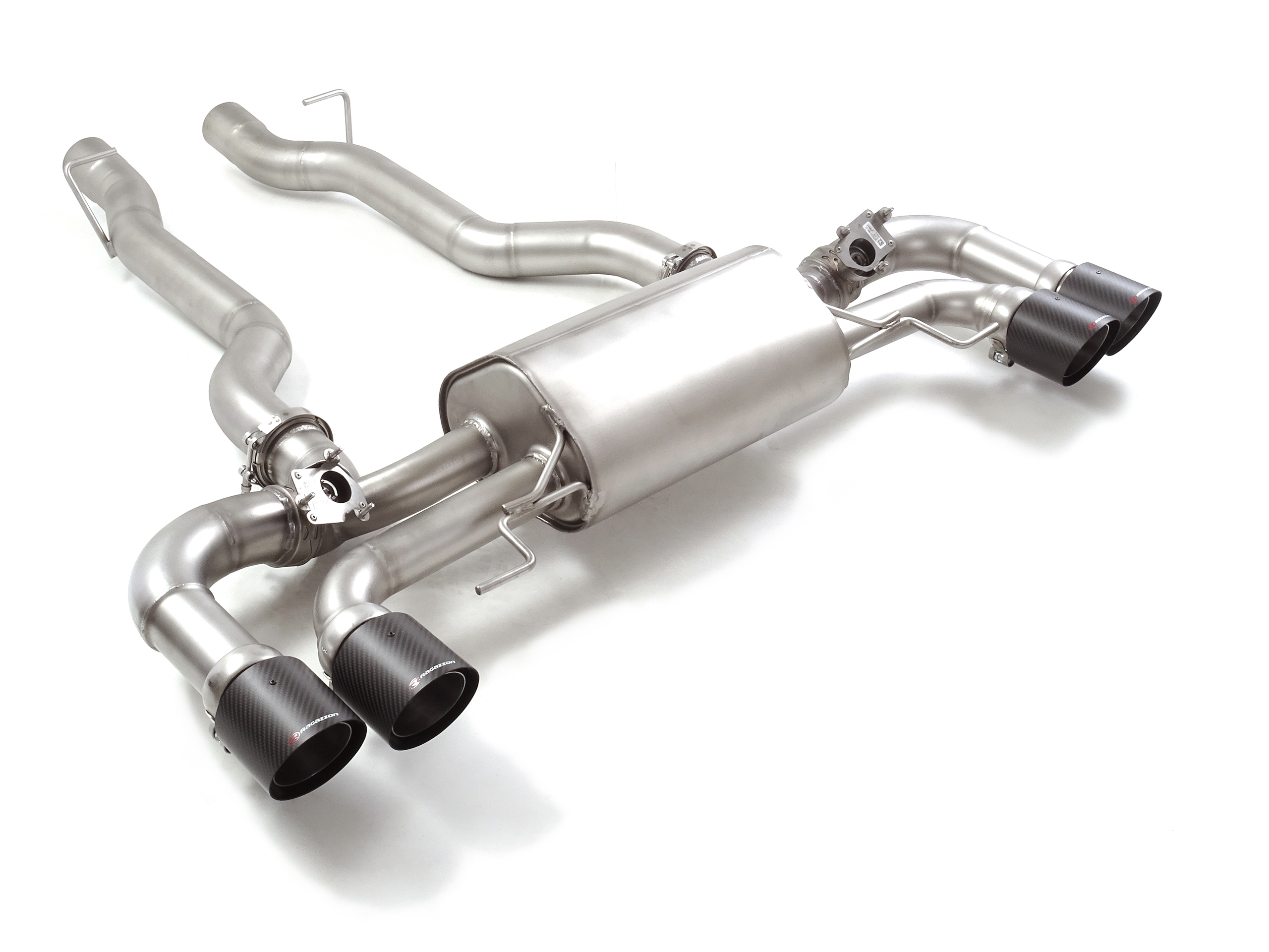 Ragazzon Duplex rear silencer 2x 102mm round Sport Line Black offset with integrated flaps