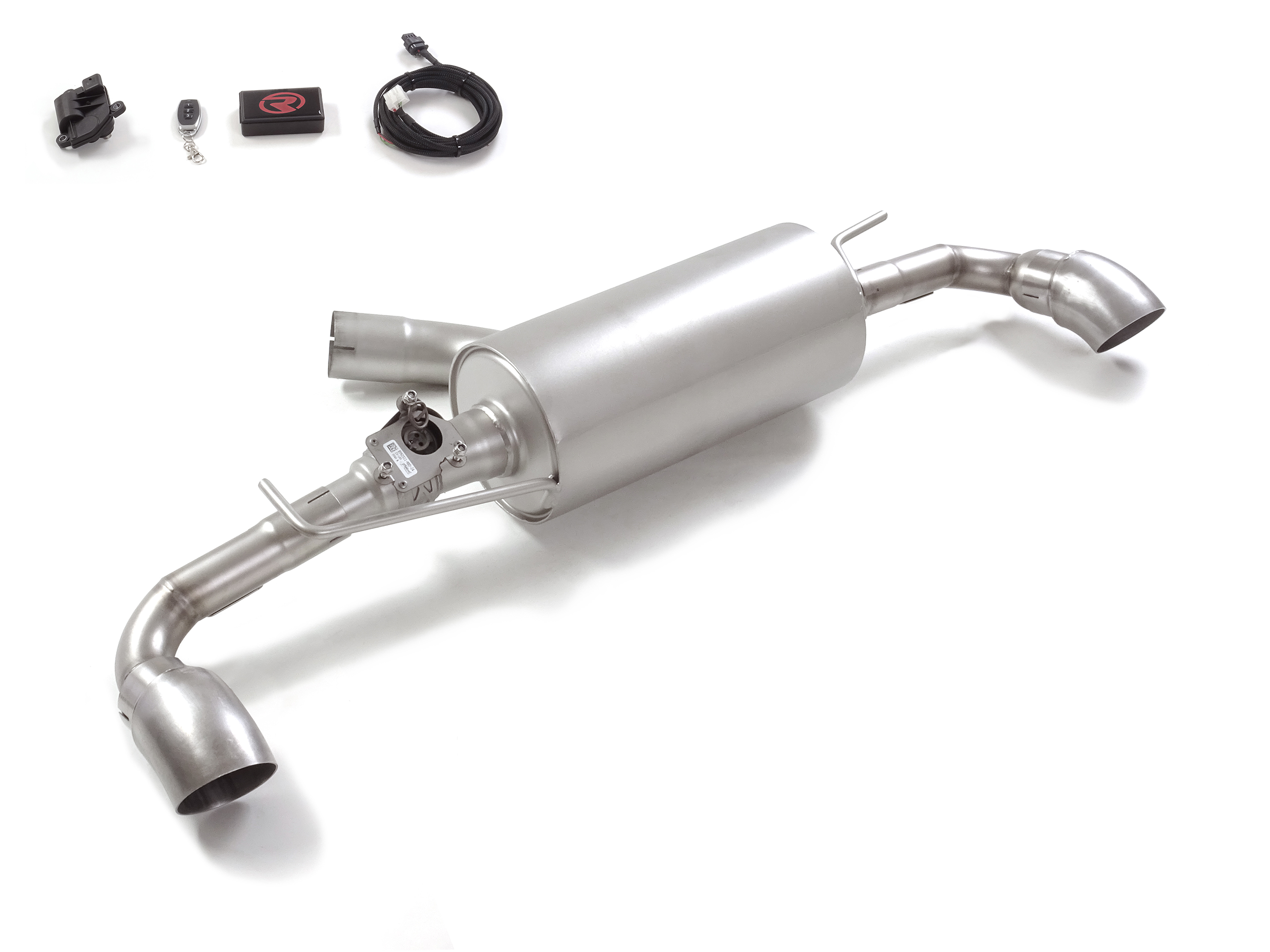 Ragazzon Duplex rear silencer 1x 90mm round with integrated electric flap Ragazzon Duplex rear silencer 1x 90mm round with integrated electric flap