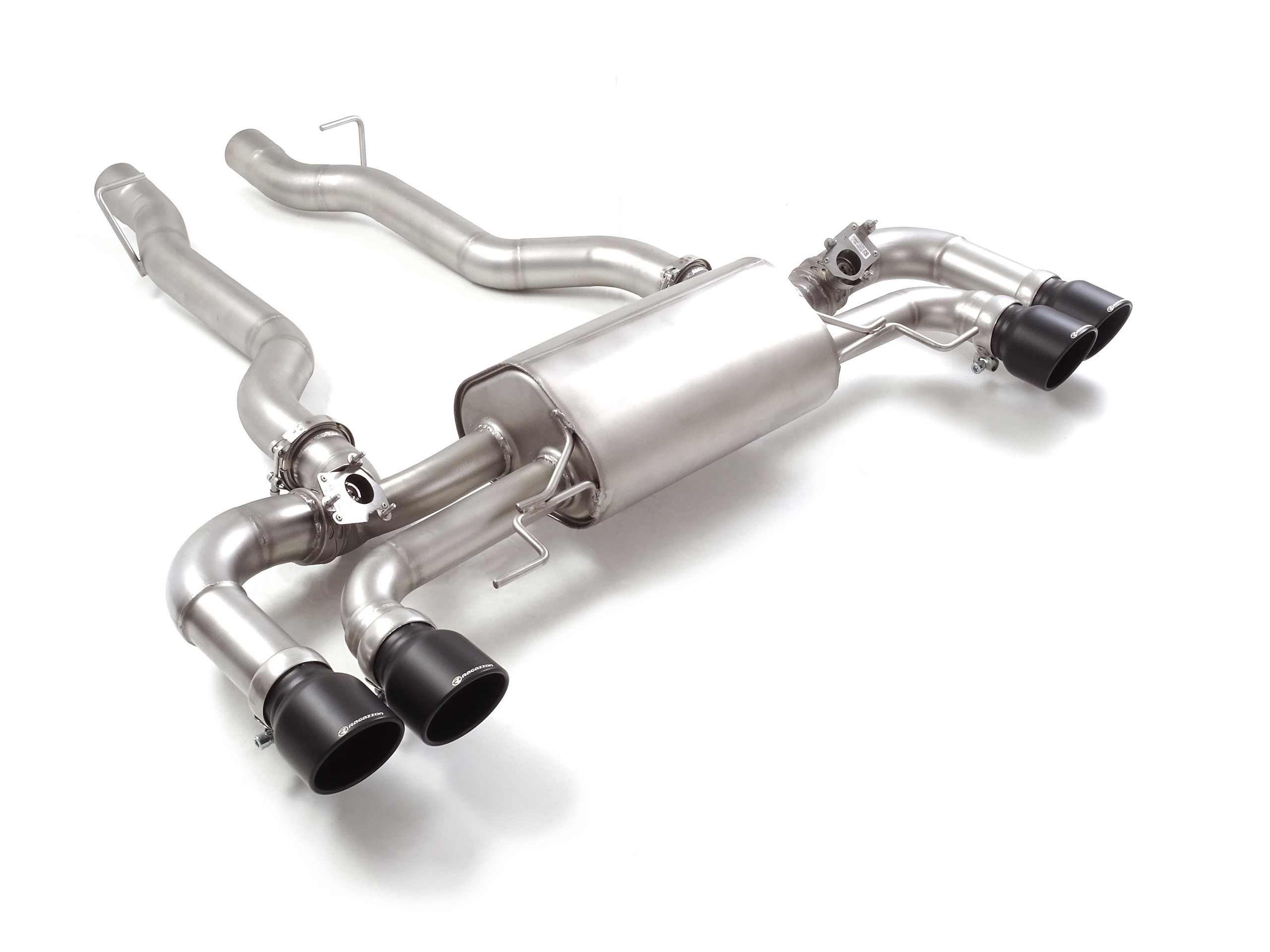 Ragazzon Duplex rear silencer 2x 102mm round Sport Line Black offset with integrated flaps Ragazzon Duplex rear silencer 2x 102mm round Sport Line Black offset with integrated flaps