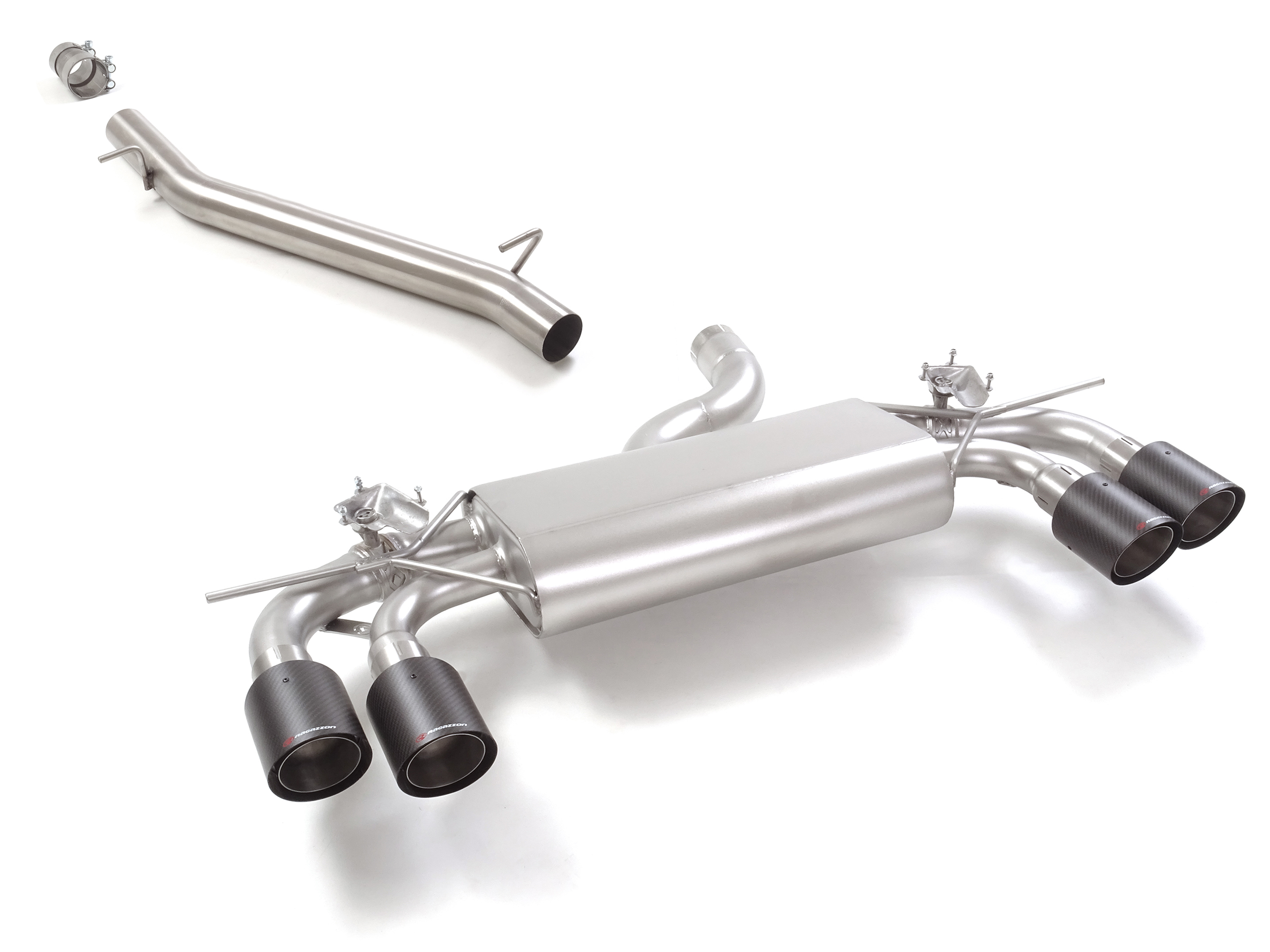 Ragazzon Mittelrohr + Duplex-Endschalldämpfer 2x 102mm rund Sport Line mit integrierten Klappen