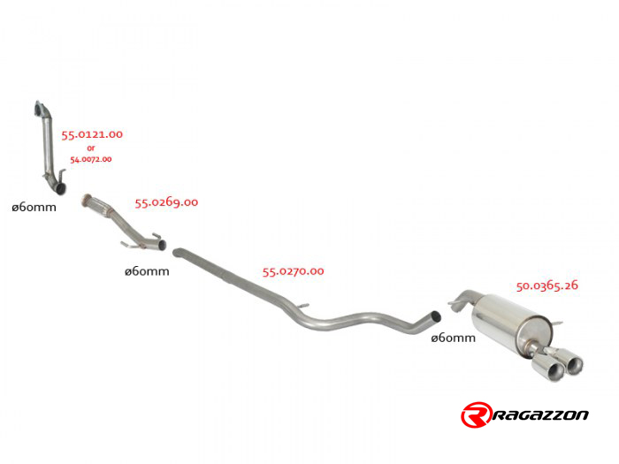 Citroen_DS3R_misure Ragazzon front pipe with flex pipe