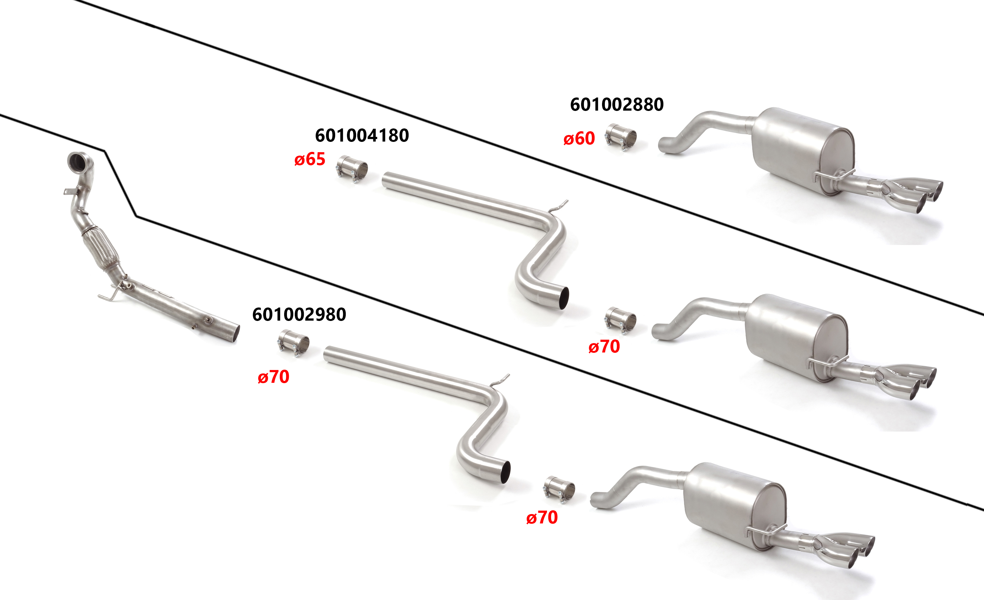 Ragazzon rear silencer 1x 2x70mm round Sport Line staggered