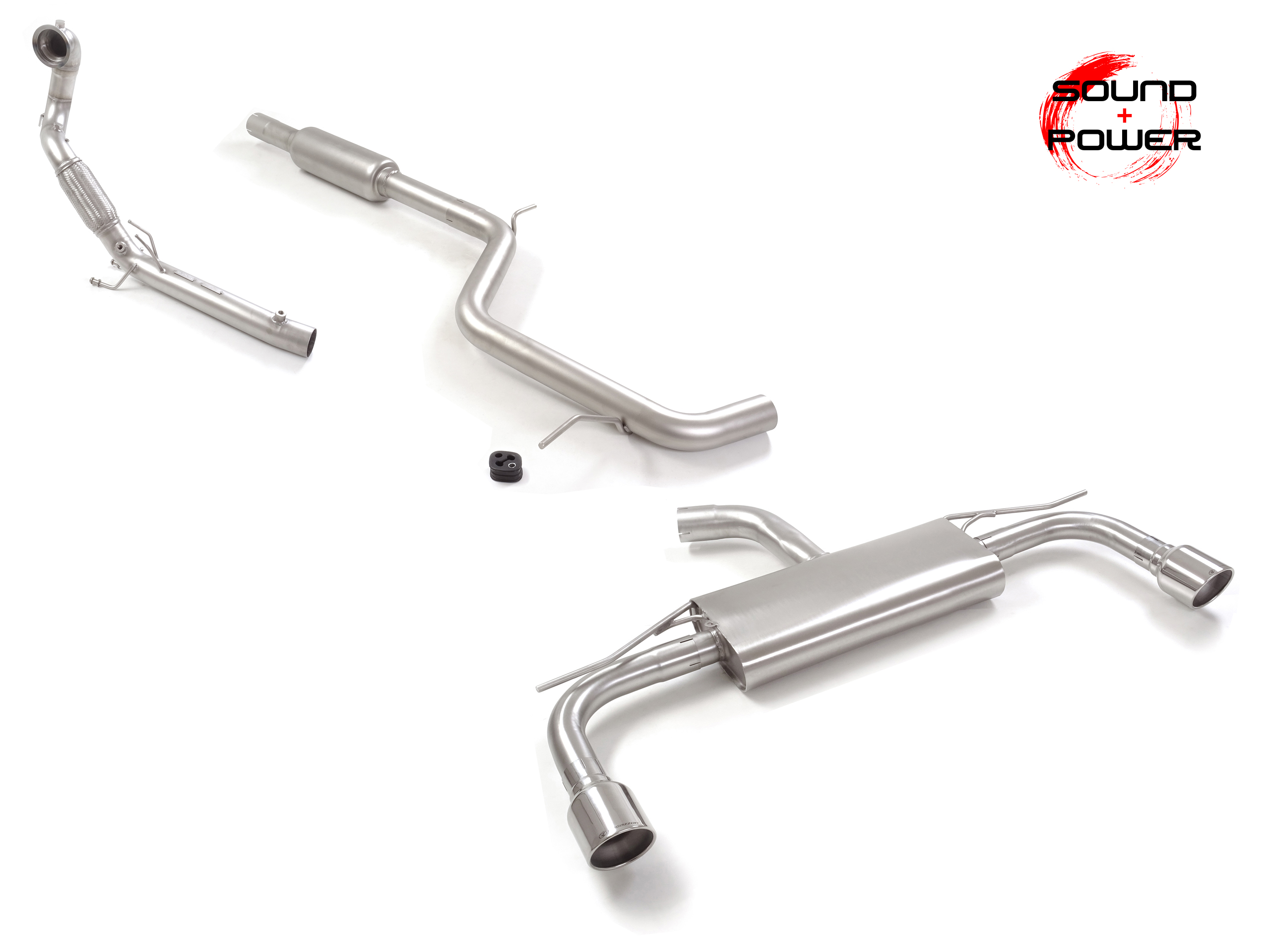 Ragazzon Kat replacement pipe group N with OPF / GPF filter removal + middle silencer + duplex rear silencer 1x 102mm round Sport Line Ragazzon Kat replacement pipe group N with OPF / GPF filter removal + middle silencer + duplex rear silencer 1x 102mm round Sport Line