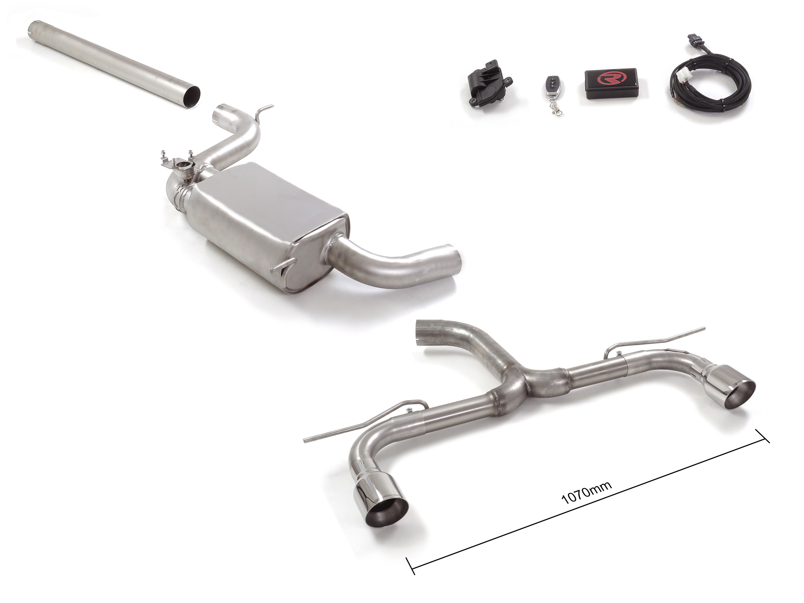 Ragazzon front pipe group N + center silencer + Duplex rear silencer 1x 102mm round Sport Line  