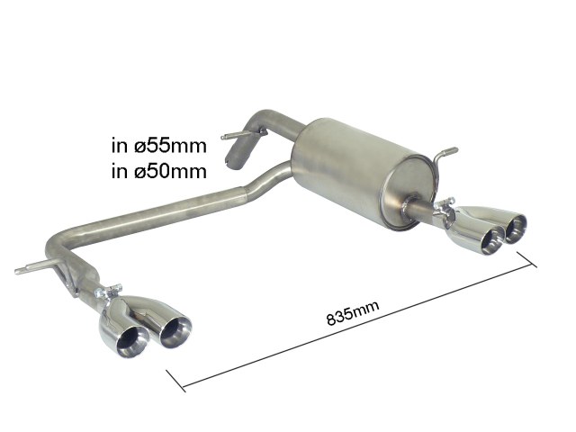 50-0453-56wmoBDY6CDA53z Ragazzon Duplex rear silencer 2x 70mm round Sport Line staggered