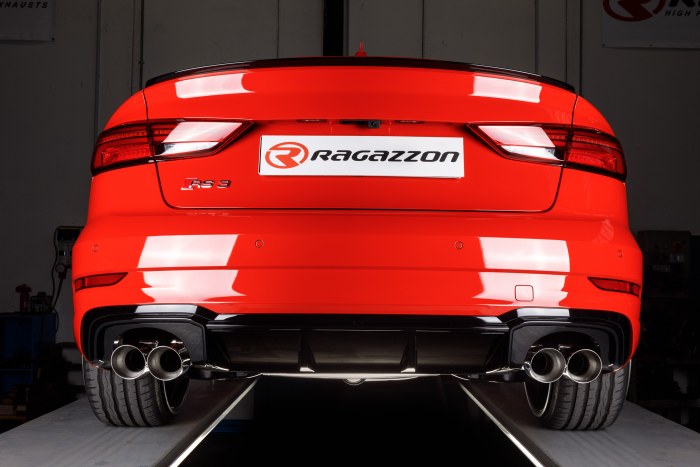 Ragazzon center pipe group N + Duplex rear silencer 2x 90mm round Sport Line offset