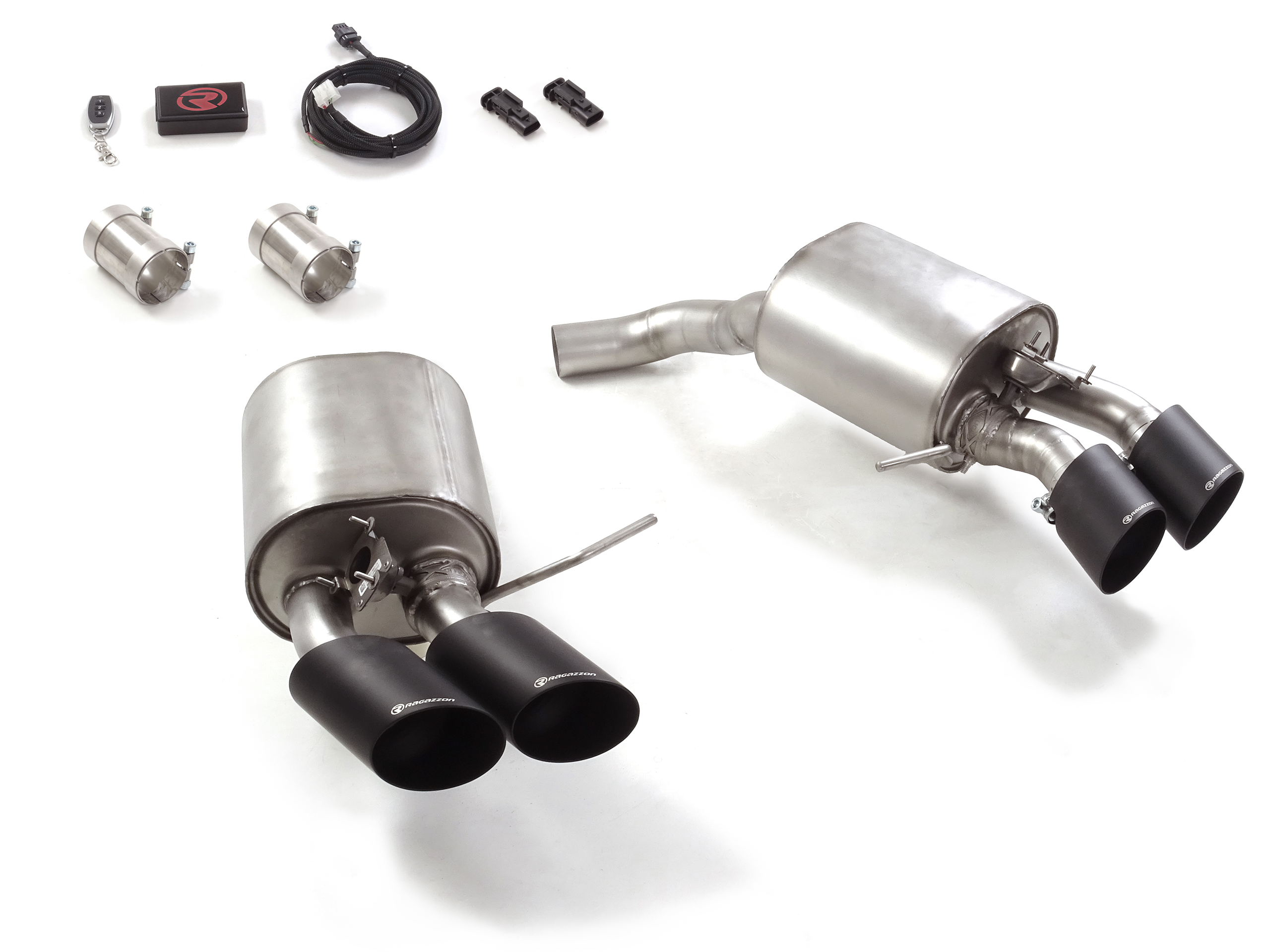 Ragazzon Duplex-Endschalldämpfer 2x 102mm rund Sport Line mit integrierten elektrischen Klappen