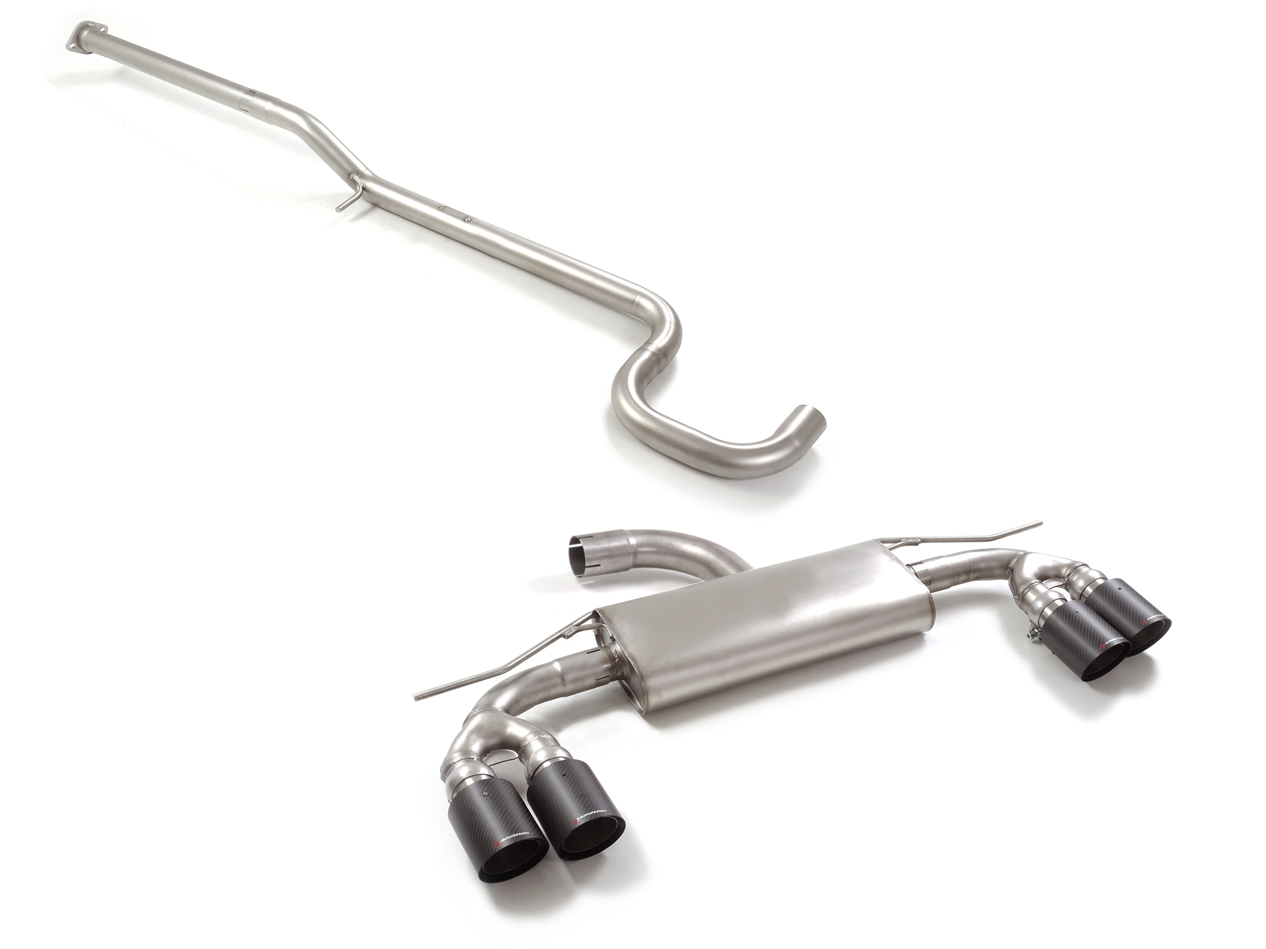 Ragazzon Mittelrohr Gruppe N + Duplex-Endschalldämpfer 2x 102mm rund Sport Line versetzt Ragazzon Mittelrohr Gruppe N + Duplex-Endschalldämpfer 2x 102mm rund Sport Line versetzt