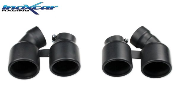 Inoxcar Duplex end pipe kit 2x 90mm round Black Ceramic